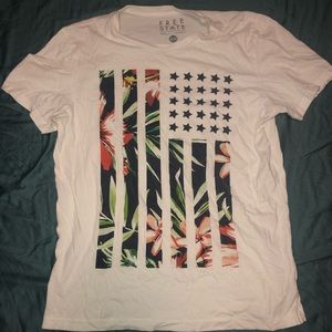 White flower flag t-shirt